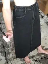 Faldas vaqueras de cintura alta para mujer, faldas largas con línea A, para verano y otoño