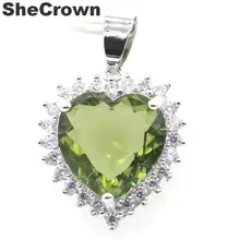 28x20 мм роскошные формы сердца создан Зеленый Аметист Белый CZ подарок для девочек серебряный кулон