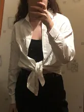 White Blouse Official-Tops Green Shirt Spring-Pocket Oversized Blusas Long-Sleeve Lizkova