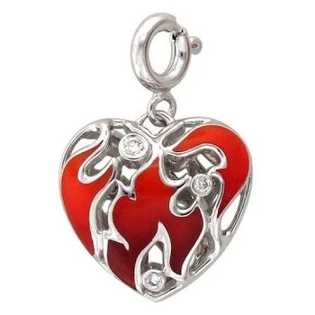 

Esthete heart pendant with diamonds, white gold enamel insert