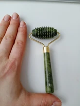 Rodillo masajeador Facial doble cabezas de piedra de Jade Estiramiento Facial manos la piel del cuerpo de relajación de belleza para delgazar piel sana, herramientas para el cuidado de