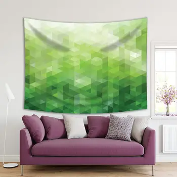 

Tapestry Abstract Natural Forest Sunny Day Mosaic Style Geometric Pattern Modern Artwork Printed Green Beige