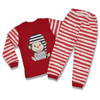 

Red Monkey Patterned 2'li Pajamas set