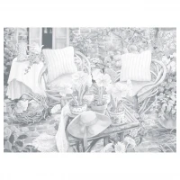 

Canvas on cardboard sonnet primed with a contour "on the terrace" 30x40 cm