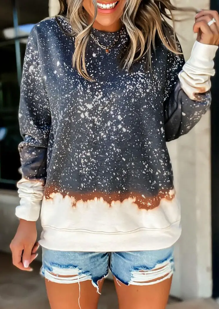 

Womail 2020 Print Long Sleeve Pullovers Streetwear Sweatshirts Ladies Autumn Winter Simple Leisure O-neck Fashion Tie dye Tops