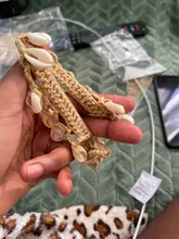 Uds Bikini mujer Crochet, Concha borla Bikini y concha tobillo cadena Sexy Tanga hueco-hacia fuera de cintura baja de fondo de Bikini