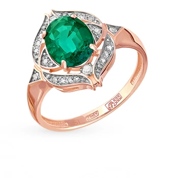 

Gold ring with emerald and diamonds sunlight sample 585