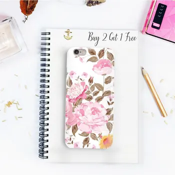 

Floral iPhone Case for iPhone X Xs Xr Max 8 Plus 7 6 6s 5 5s SE Cell Cover High Quality Print - Clear Rubber Case