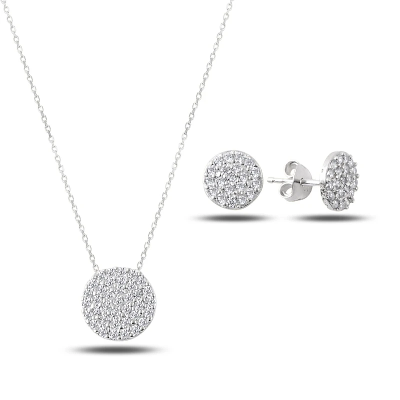 

Silver 925 Sterling Zircon Cubic Zirconia Round Set