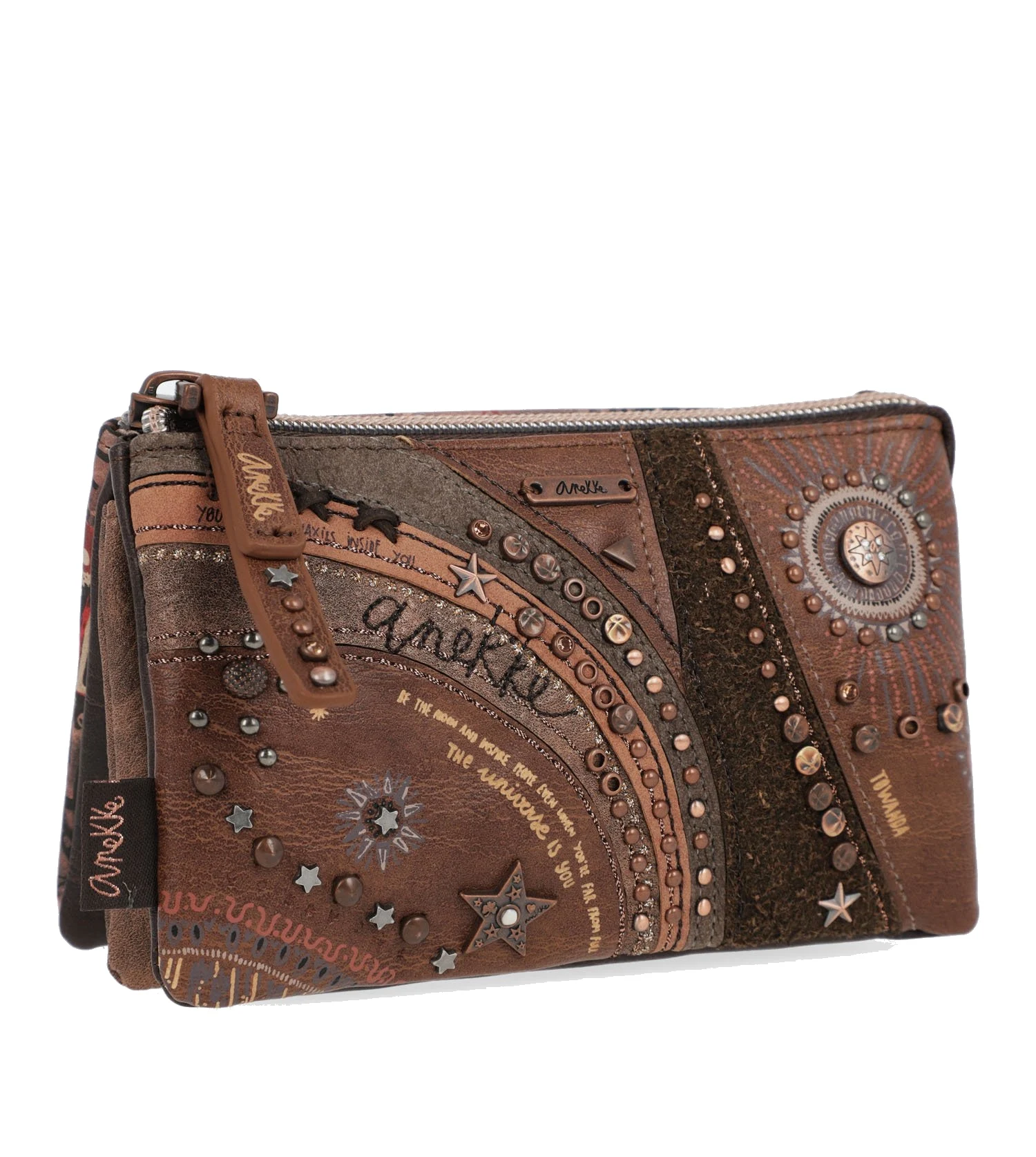 Anekke Mondero Mujer14,5cm/8,5cm/2cm. 3 compartimentos interiores Cremallera Monedero Cartera Carteras para mujer Tarjetero Monderos para mujer Bolso verano 2022 Cartera mujer Monedero mujer pequeño - Maletas y bolsas