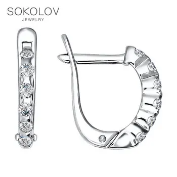 

SOKOLOV Silver drop earrings with stones with cubic zirconia fashion jewelry silver 925 women's male, long earrings