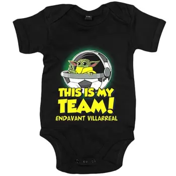 

Baby bodysuit spoof baby Yoda my soccer team Endavant Villarreal