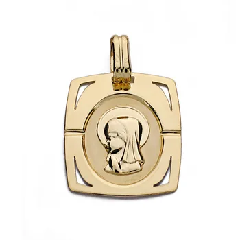 

Medal 9k gold pendant Virgin Girl 20mm. Rectangular shape corners puffs