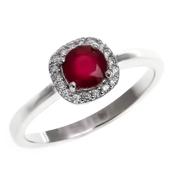 

Silver ring with cubic zirconia and Ruby