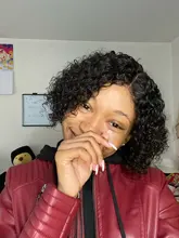 Pelucas de encaje frontal de corte pixie Bob, 150, 180, 250%, rizado, cabello humano con cierre de encaje Remy prearrancado