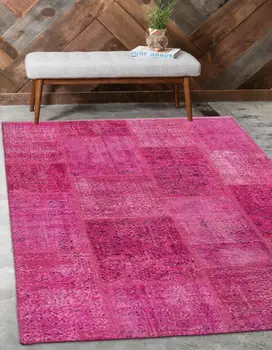 

Else Pink Anatolian Patchwork Rug Turkish Handmade Organic Area Rug Decorative Home Decor Wool Patchwork Rug Carpet