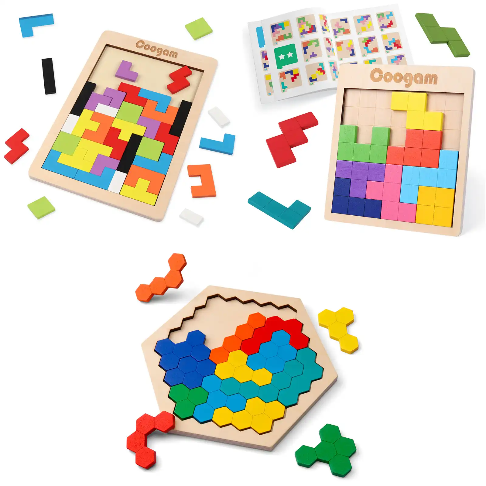 colorful 3d puzzle wooden tangram math toys tetris game children