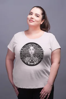 

Angemiel Wear Medusa And Kurukafatası White Women Cotton Large Size T-Shirt