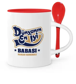 

Father's Day Custom World 'S Best Father Red Spoon Mug Cup-2