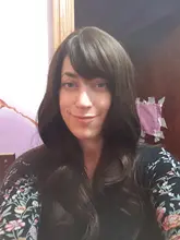 Women's Wigs Bangs American-Hair Heat-Resistant Water-Wave Dark-Brown Long with Synthetic