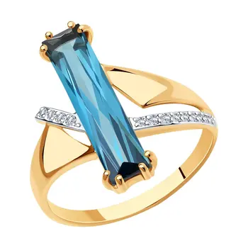 

Sokolov ring in Gold with synthetic sieve and cubic zirconia, fashion jewelry, gold, 585, women's male