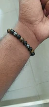 Pulsera de piedra Natural con Triple protección, brazalete de hematita y obsidiana negra, Ojo de Tigre