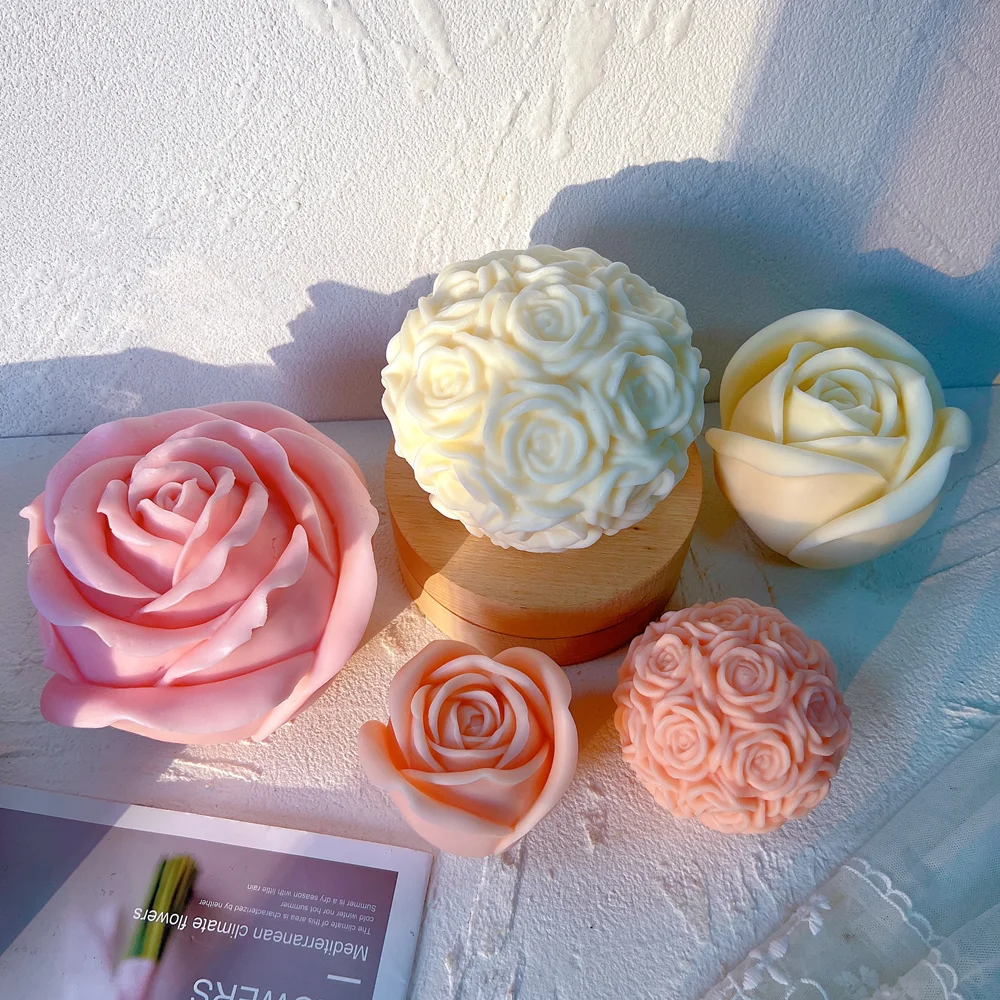 3 Sizes Rose Shaped Candle Mold Valentine's Day Gift Idea Flower Rose Ball Silicone Mold Home Decor Anniversary Gift