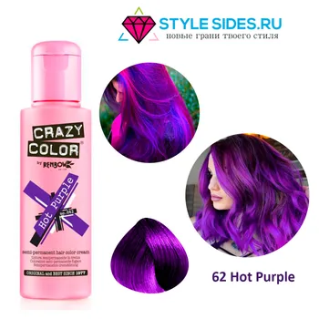 

Crazy color hair dye, crazy color 62 Hot Purple (Garine purple) 100 ml.