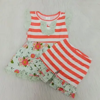 

Hot Toddler Baby Girl Clothes Summer Outfit Kids Clothing Sets With Lace Top Dress + Short Pants 2Pcs Little Girls' Clothing Set