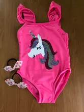 Bañador de 1 a 8 años para niña, traje de baño de una pieza con lentejuelas de unicornio para niño niña, traje de baño con volantes, ropa de playa para niño