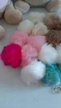 LLavero de piel falsa de 8cm para automóvil, llavero para automóvil con pompón, cadenas de color plateado, pompones, imitación de piel de zorro y conejo, 1 Uds.