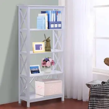 

Bookcase wooden Bookcase 4 Levels Bookshelf Decorative Open Organizer Library Multifunctional 30x7