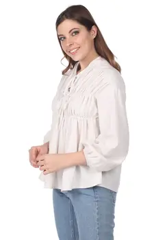 

SHIRRED BLOUSE-CREAM-BEIGE