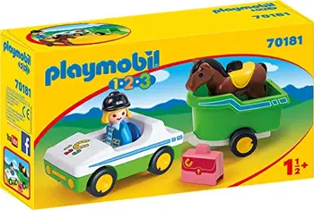 

PLAYMOBIL 1.2.3 car trailer horse, carbon Color (70181)