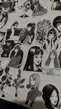 Pegatina de cómic de Horror para monopatín, adhesivo impermeable de Anime japonés Tomie, para equipaje y portátil, color blanco y negro, 10/21/49/50/56 Uds.