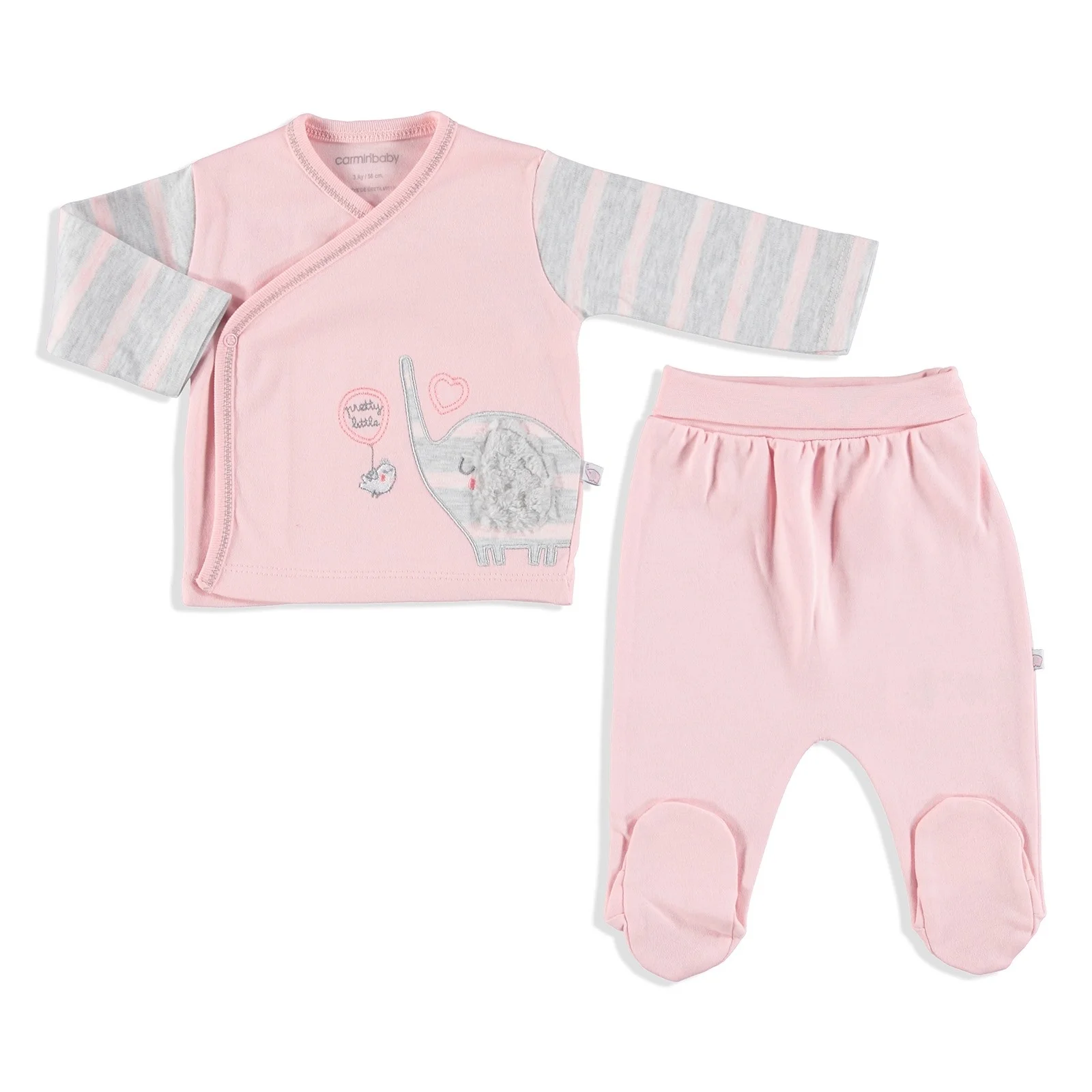 

ebebek Carmin Baby Little Elephant Interlock Bodysuits Footed Pants