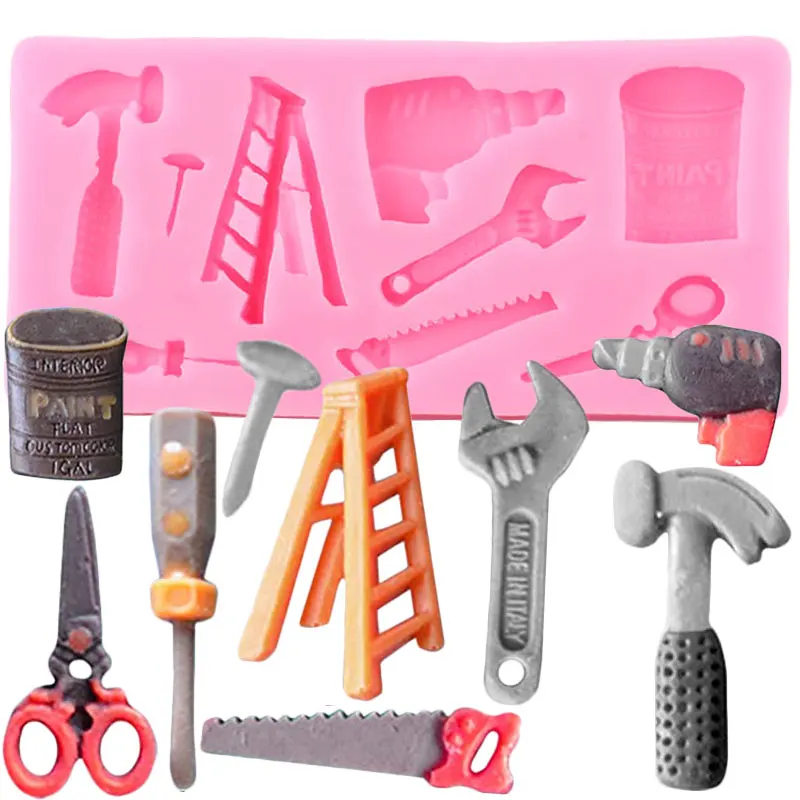 Wrench Ladder Electric Drill Hammer Silicone Mold Diy Party Cupcake