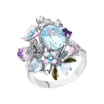 

Silver ring with amethyst and Topaz sunlight sample 925