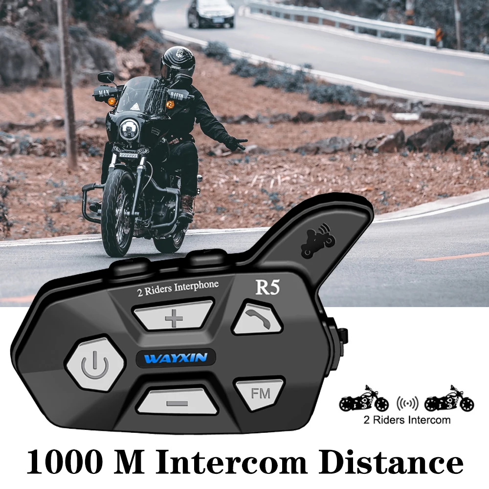 WAYXIN 2 шт. Bluetooth Интерком всадника FM мотоциклетный Шлем 1000 м мото домофон шлем
