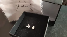 Modian nuevo 2021 sólida plata 925 rosa dorado Luna, pendientes para las mujeres de moda pequeños exquisita joyería Bijoux