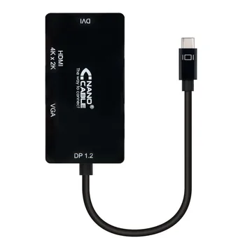 

Converter USB-C to VGA/DVI/H 3 in 1. USB-C/M-VGA/H-DVI/H-HDMI/H 4K Black 10 cm