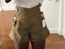 Women Shorts TWOTWINSTYLE Elegant High-Waist Fashion Color Patchwork Hit Loose for Female