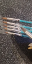 6 unids/set uñas cabello nailon cepillo azul de diamantes de imitación con Kolinsky acrílico cepillo pluma pincel de uñas de Gel, constructor de puntillo herramientas de dibujo
