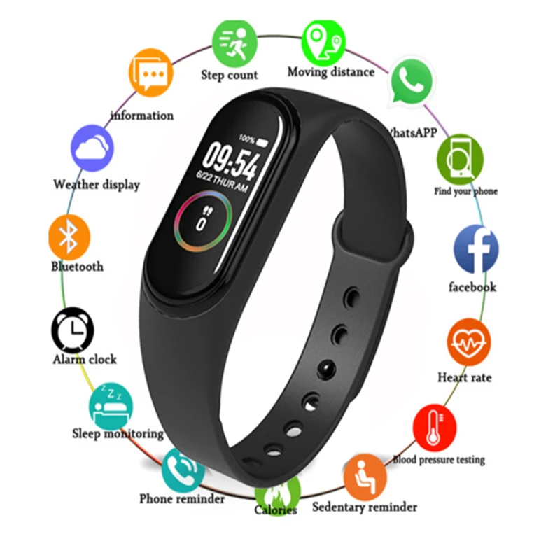 

M4 Smart band Call reminder Calories Burned Heart rate tracking Colorful Touch Screen fitness tracker Waterproof Smart bracelet