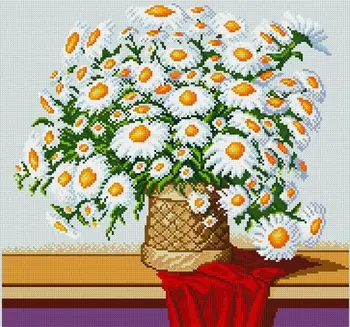 

Аж-1035 painting with rhinestones 47*44 cm 'Bouquet of chamomile'