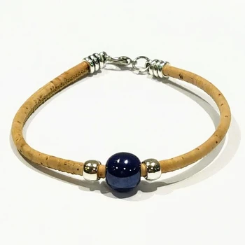

For Woman chain bracelet 19cm cork gifts Jewel Tassel color blue ceramics