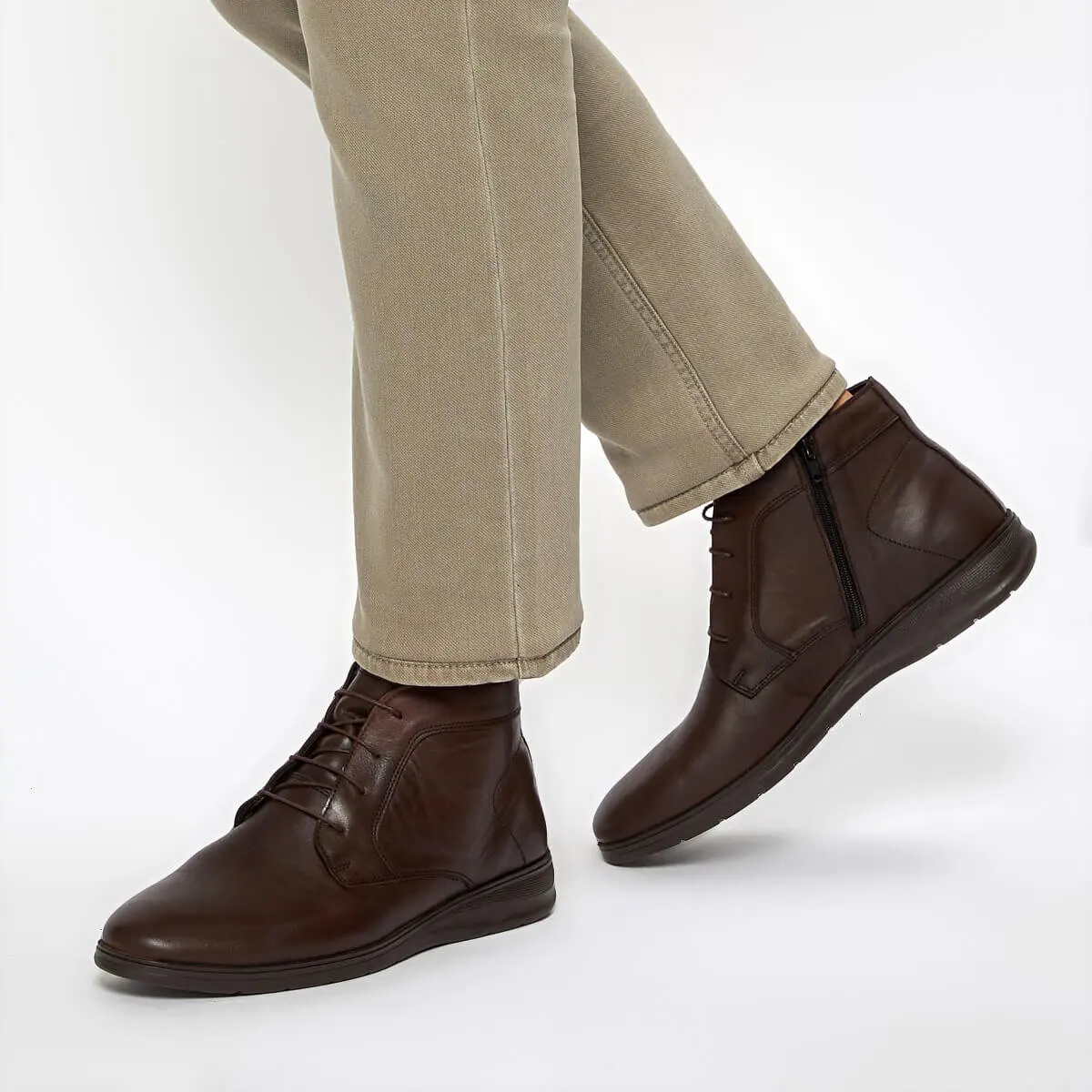 

FLO Flo Brown Men 'S Leather Boat Shoes 92.100937.M Polaris 5 Point