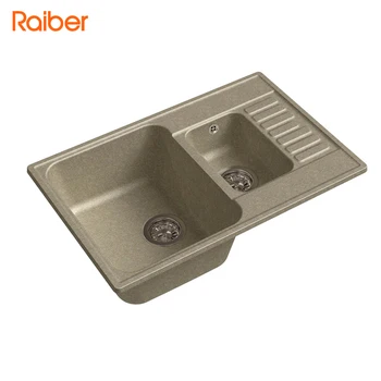

Кухонная мойка Raiber прямоугольная с крылом и 2-мя чашами, топаз, RQ377