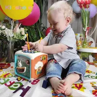 Musical Activity Cube Toys For Toddlers Baby 0-18 Months Educational Learning Toys Newborn Gifts Shape Sorter Multifunction Toys 1