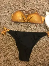 Bikini con cuello Halter para mujer, traje de baño liso de talla grande brillante, conjunto de Bikini bordeado, bañador Sexy de dos piezas con Push-Up 2021